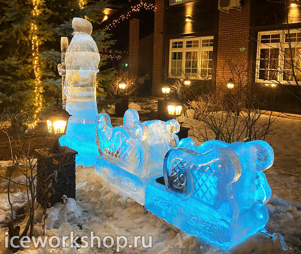 Ледяные скульптуры для нового года с подсветкой